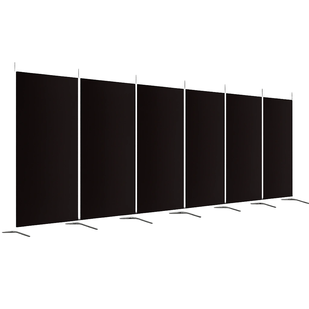 vidaXL Spanische Wand 6-teilig Schwarz, Raumtrenner für Wohnzimmer & Schlafzimmer, 520x180cm Stoff