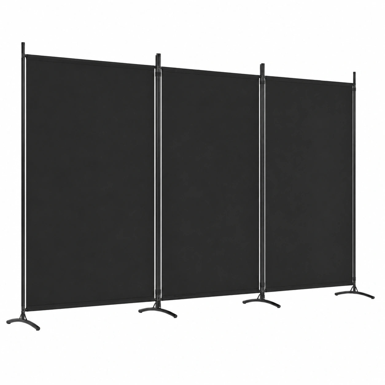 Trennwand Paravent 3-teilig, Sichtschutz für Wohn- und Schlafzimmer, Schwarz 525x180cm