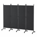 FANTASK 4-teiliger faltbarer Paravent aus Stoff auf Rollen, 225 x 173 cm Raumteiler