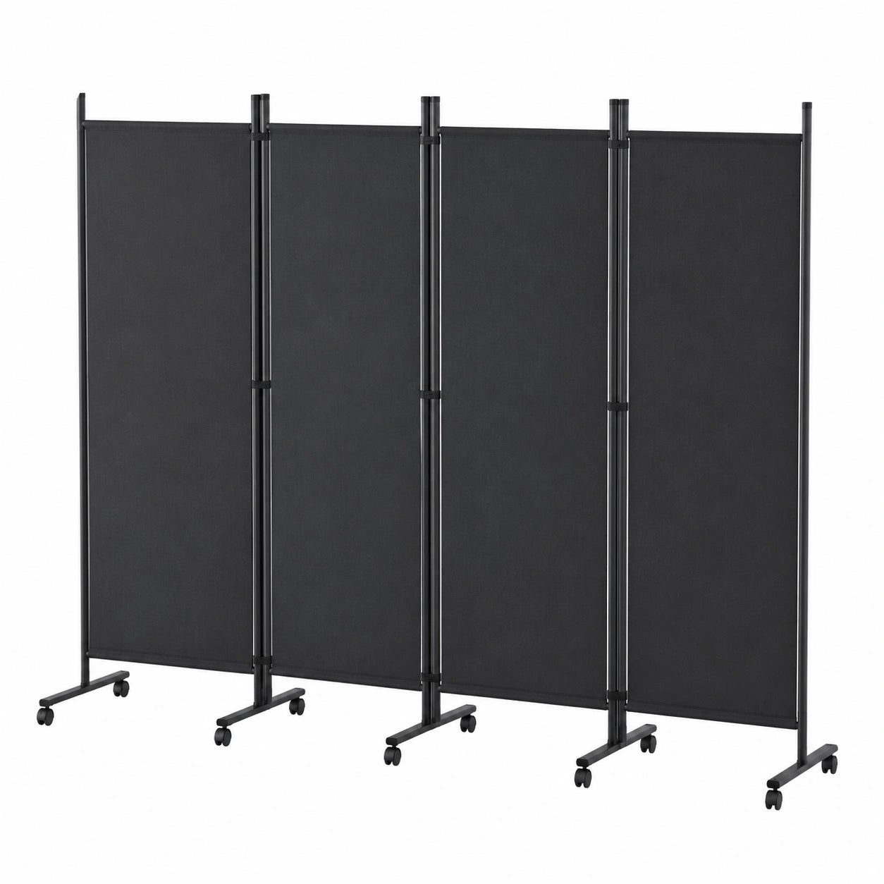FANTASK 4-teiliger faltbarer Paravent aus Stoff auf Rollen, 225 x 173 cm Raumteiler