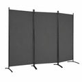 Faltbarer 3-Panel-Raumteiler aus Metall & Polyester, 260 x 183 cm, freistehend mit verstellbaren Füßen, ideal für Büro und Terrasse, Farbe Grau