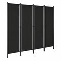 Freistehender Paravent Raumteiler Sichtschutz klappbar 200x180 cm Schwarz