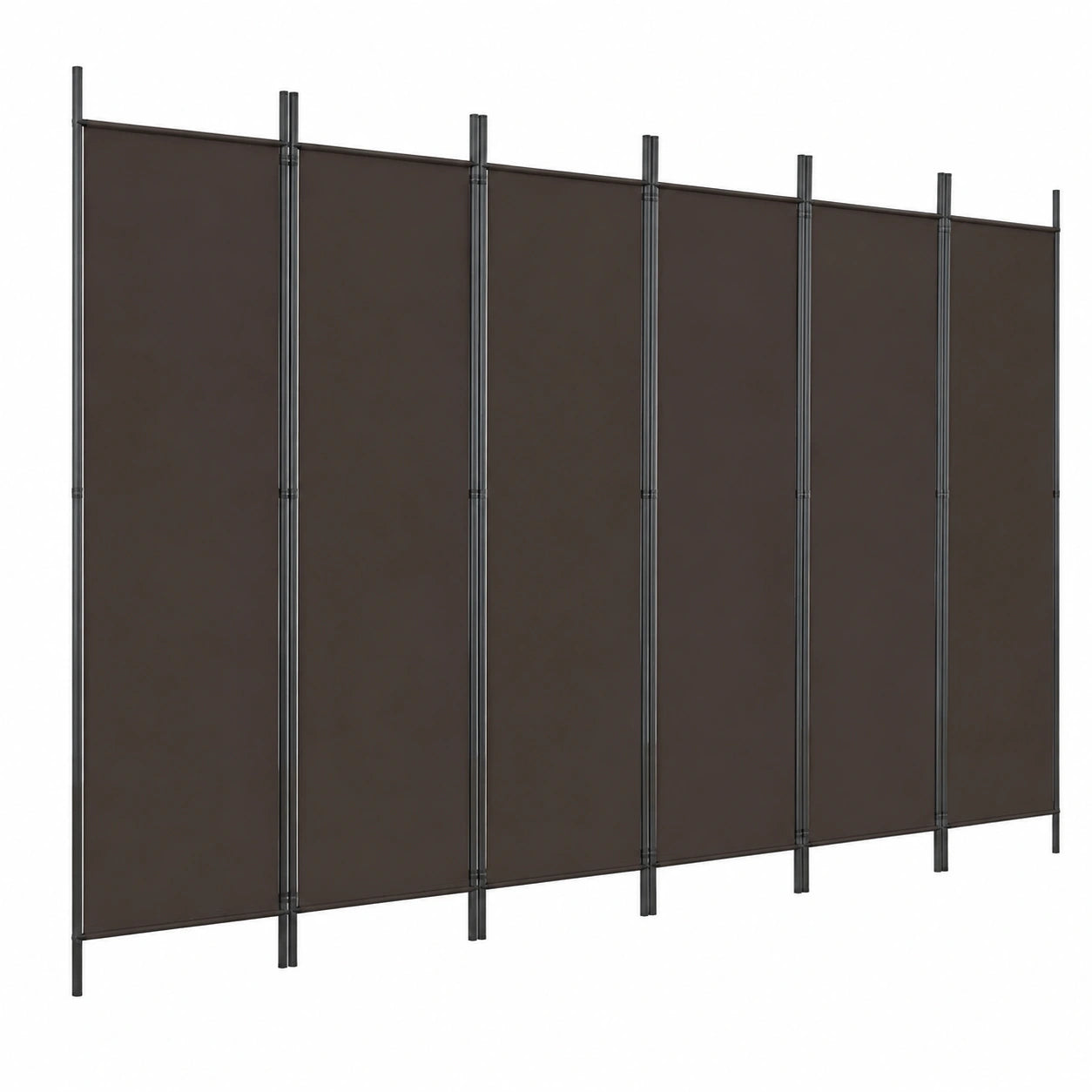 Moderner 6-Panel-Raumteiler aus Polyester und Eisen, 300x200 cm, Braun, für Privatsphäre und Dekoration
