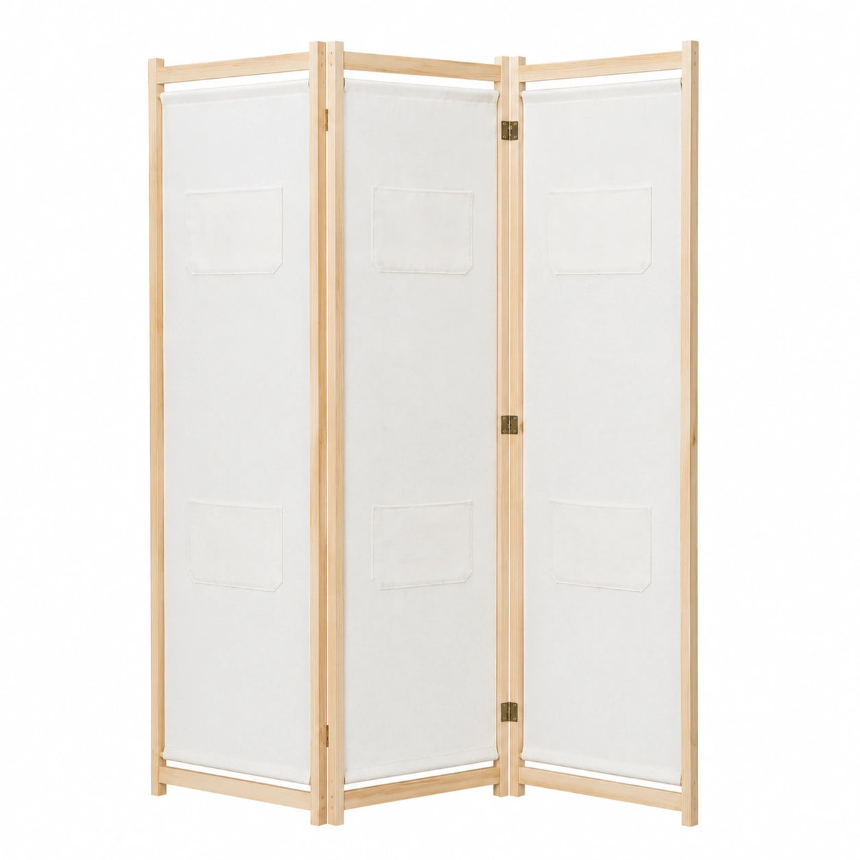 Freistehender Paravent Raumteiler, 3-teilig, Cremestoff, 120x170cm