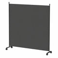 Rollbarer Paravent Raumteiler, faltbare Trennwand 187x181x30 cm, Sichtschutz aus Polyester, ideal für Büro und Balkon, einfache Montage (Anthrazit)