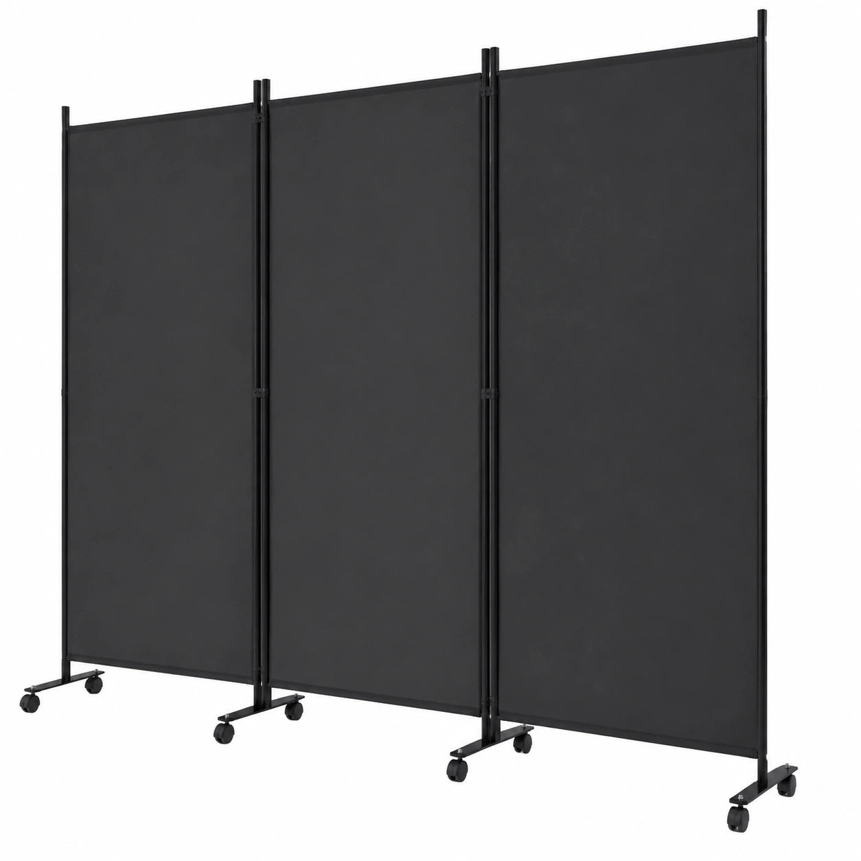 LIFEZEAL Raumteiler Faltbar mit Rollen, Metall Paravent für Wohn- und Esszimmer, Dunkelgrau, 262x180cm