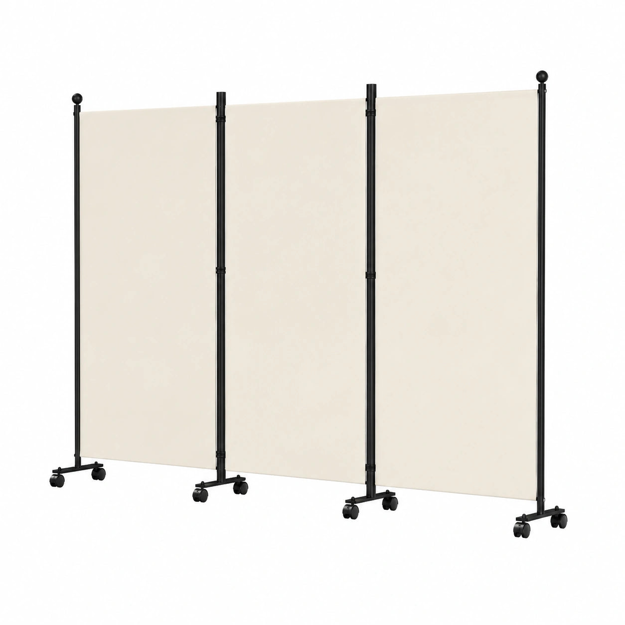 Mobiler Raumteiler Paravent 3-teilig 263x181x30cm, Faltbare Trennwand mit Polyester-Sichtschutz für Schlafzimmer, Einfache Montage (Beige)