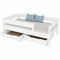 Weißes Kinderbett 180x90 cm mit Stauraum und Schubladen ohne Matratze