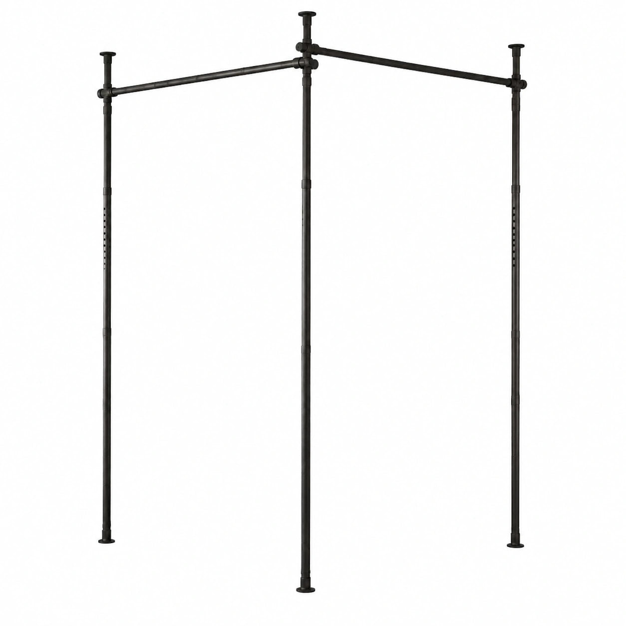 Flexibler schwarzer Raumteiler ohne Bohren, freistehend, Breite 70-355cm x Höhe 122-305cm, ideal für Wohnzimmer und Büro