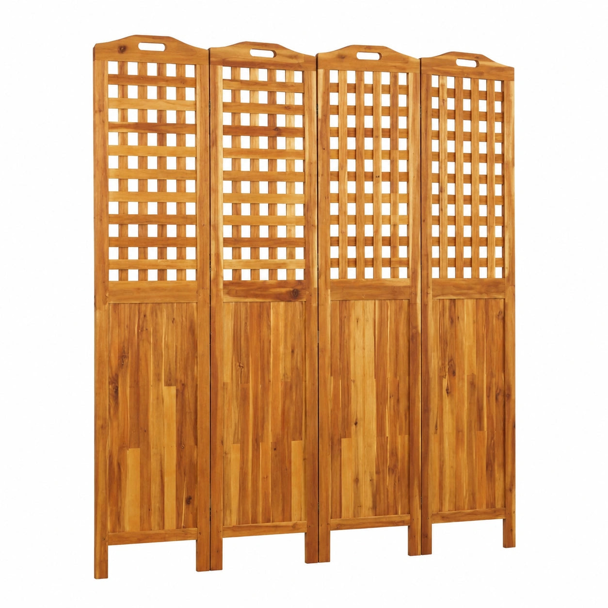 Vielseitiger Paravent Raumteiler aus Akazienholz 4-teilig, 162x2x180cm