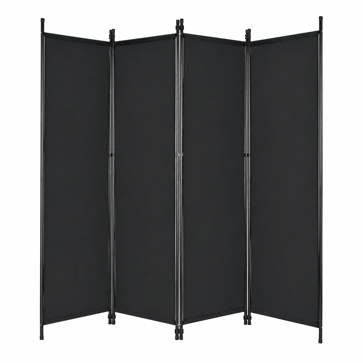 Faltbarer Raumteiler 4-teilig, 205x173 cm, Tragbarer Sichtschutz für Innen und Außen, Schwarz