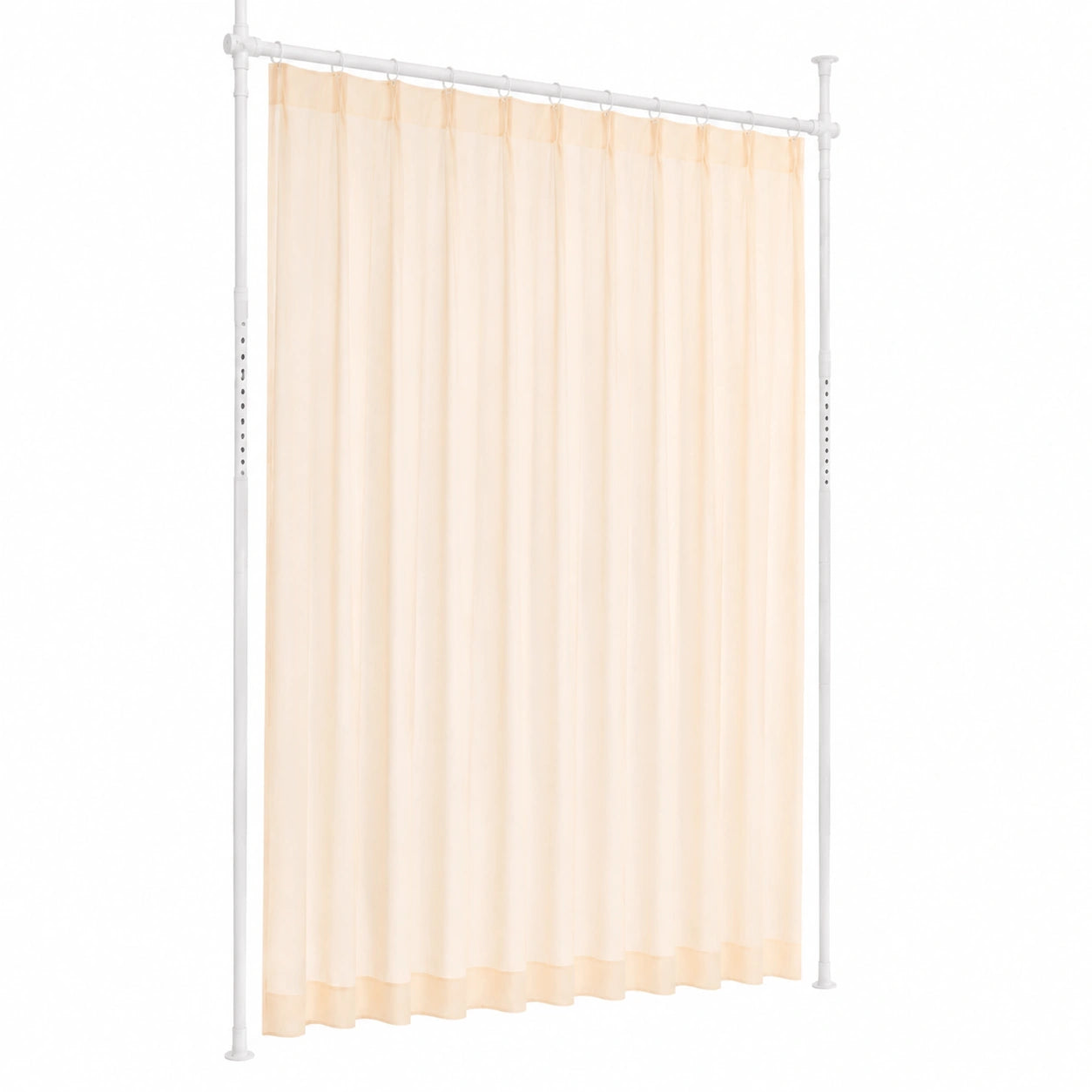 Verstellbarer Raumteiler ohne Bohren, freistehende Gardinenstange, B 70-177 cm x H 122-305 cm, ideal für Privatsphäre im Wohnzimmer, Schlafzimmer und Büro, Weiß