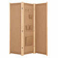 LIFEZEAL Raumtrenner 3-teilig, 121 x 170 cm, Trennwand mit Taschen und Haken, Faltbare Leinen-Trennwand für Wohnung und Büro