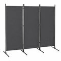Raumteiler Paravent 3-teilig 260x180cm aus Stahl und Polyester, Dunkelgrau