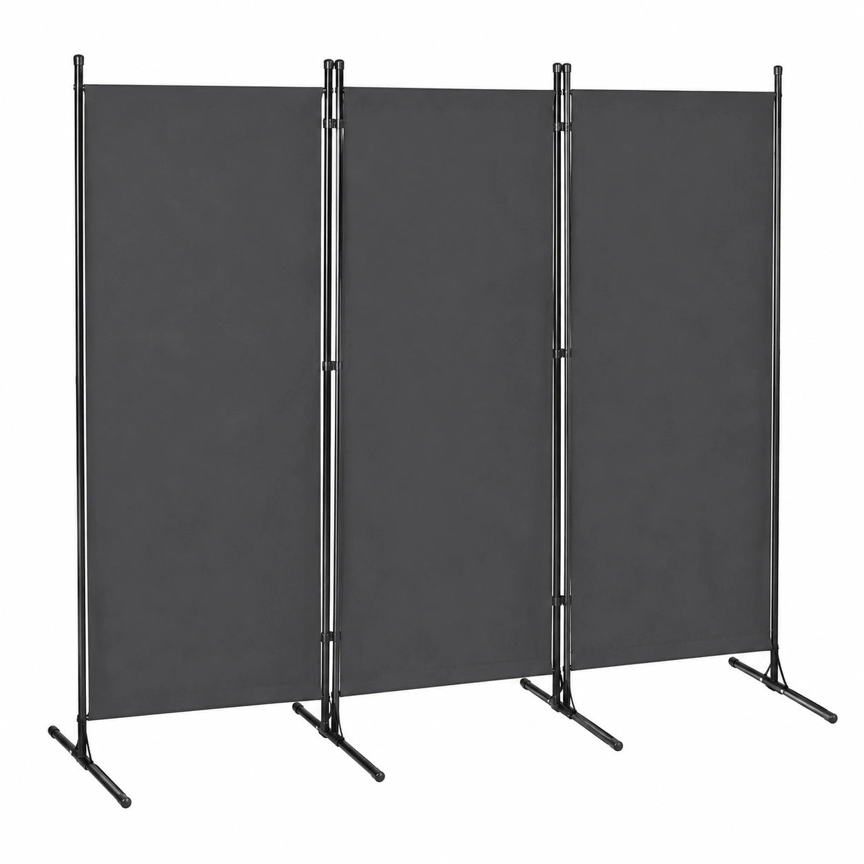 Raumteiler Paravent 3-teilig 260x180cm aus Stahl und Polyester, Dunkelgrau