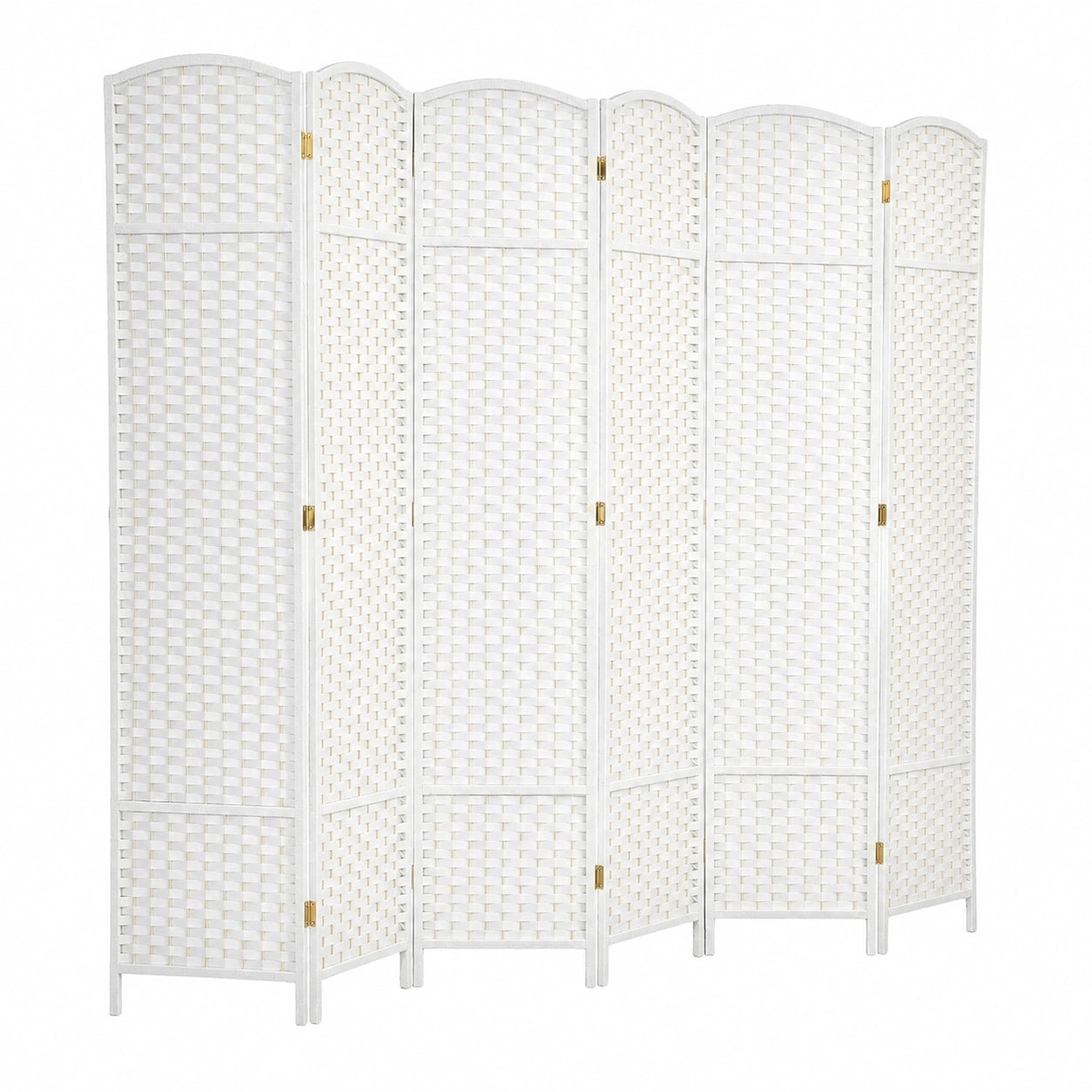 HOMCOM Raumteiler 6-teilig aus Kiefernholz, Faltbarer Paravent 240x170 cm, Weißer Sichtschutz für Wohnzimmer