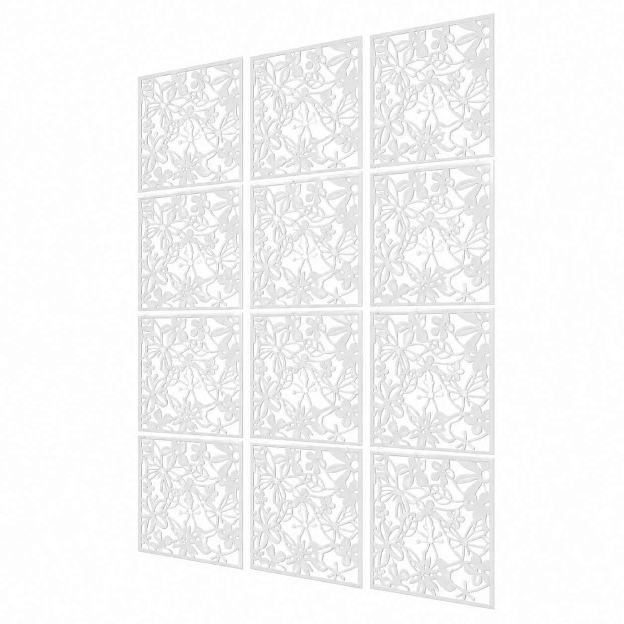 Hängender Raumteiler 12er Set Schmetterling, Blumen & Vogel - DIY PVC Panel für Hotel, Zuhause, Bar & Schule