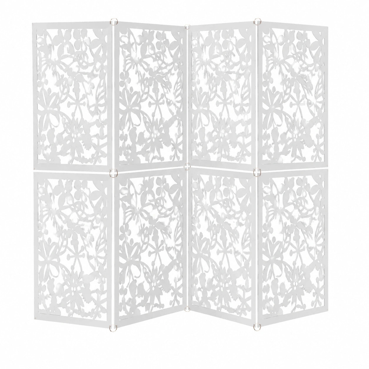 12er Set Raumtrenner Weiß 40x40cm, Hängende Trennwand mit Muster für kreative Raumgestaltung, Leichte PP-Platten als Raumteiler und Wanddeko