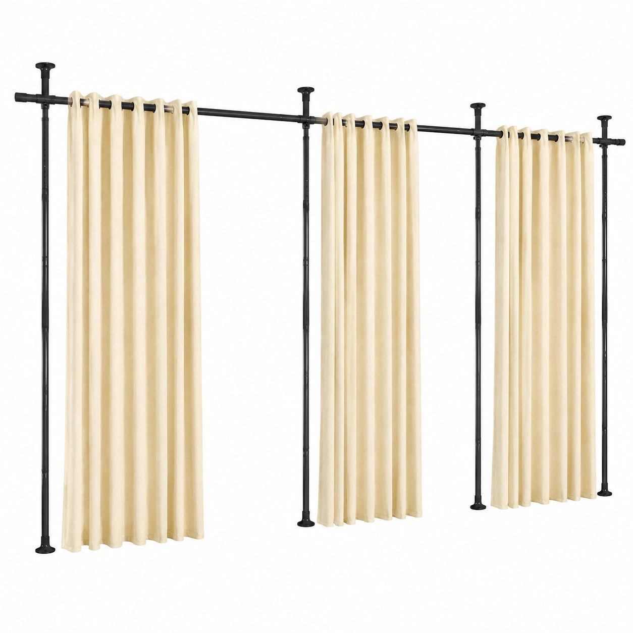 Flexibler 3-teiliger Raumtrenner ohne Vorhang, verstellbare Sichtschutzlösung für Wohn- und Schlafzimmer, B 420 cm x H 317 cm