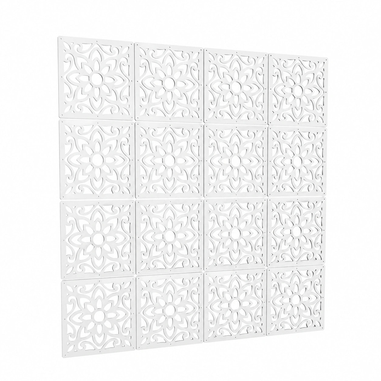 Moderner Raumteiler aus Holz-Kunststoff, durchbrochenes Design, DIY-Panel für Wohnzimmer oder Hoteldeko, Farbe: Weiß, Set: 10 Stück