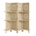 HOMCOM Raumteiler aus Paulownia-Holz, 4 Paneele & 3 Regale, Faltbar 160x170cm, Natur