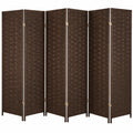Eleganter Paravent Raumteiler, 8-teilig, Holz & Papierseil, 170x320 cm, Braun