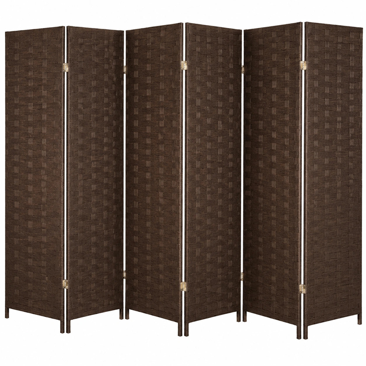Eleganter Paravent Raumteiler, 8-teilig, Holz & Papierseil, 170x320 cm, Braun